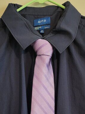 2/$15 Apt.9 Men's Blue Dress Shirt and Purple Tie Combo - Size 20 Neck